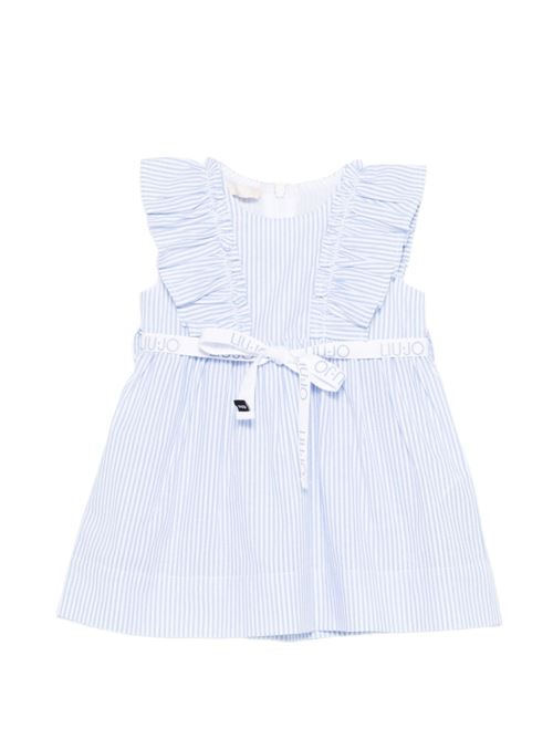 Abito Liu Jo Kids da neonata blu a righe con volant e cintura removibile LIU-JO baby | HA6031T340AL9013